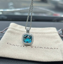David Yurman Sterling Silver 11mm Albion Pendant Necklace Hampton Blue & Diamond picture
