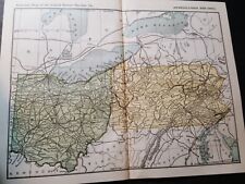 ◇ 1896 original railroad map PENNSYLVANIA & OHIO  all train routes 11x9 color picture