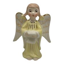 Vintage Ceramic Pale Yellow Angel Choir Girl With Pig Tails  Holland Mold 4.5” T picture