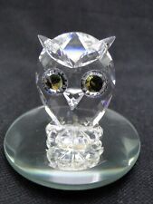 Swarovski 1⅜in tall Clear Cut Crystal Owl Figure 7636 w mirror picture