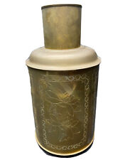 Vintage Chinese Brass Canister Tea Caddy Urn Birds Flowers Foliage Large 12 1/2