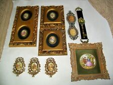 Vintage Framed CAMEOS Lot of 9 individual gilt & brass Fragonard Pictures LOT picture