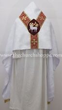 NEW WHITE Humeral Veil with AGNUS DEI embroidery,voile huméral,velo omerale picture