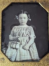 Darling Little Girl with Purse Antique Daguerreotype Photo picture