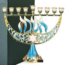Hand Painted Enamel Menorah Candelabra w/ a Star of David and Hebrew Hanukkah picture