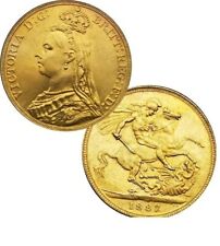 Replica 1PCS British £5 Quintuple Gold Sovereign, Victoria I, 1887-1900 dates picture