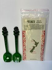 Vintage Maori New Zealand Tiki Souvenir Salad Fork & Spoon Set ~ NIP picture