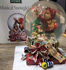 Large Musical Snowglobe Holiday Home Plays Toyland Christmas Tree Bears Vintage picture