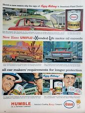 Lot of 3 Vintage Esso Uniflo Oil Ads Atlas Bucron Tires picture