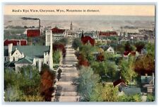 c1910's Bird's Eye View Of Cheyenne Wyoming WY Mountains In Distance Postcard picture