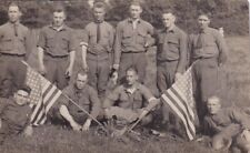 Original WWI RPPC Photo US ARMY SOLDIERS with 2 US 48 STAR FLAGS 273 picture