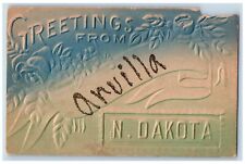 Arvilla North Dakota Postcard Greetings Airbrushed Glitter Embossed 1910 Vintage picture
