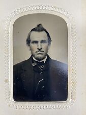 Antique Victorian Tintype Photo Interesting Man w/ Unusual Faux Hawk Hair Style picture