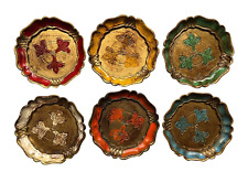6 Vtg Italian Hand Painted Gilded Ornate Coasters/ Trinket Dishes, Retro Décor picture