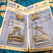 New VINTAGE Scovill Clinton Overall Buckles/SET OF 2 Straps/SIZE 24/SILVER*SEW picture