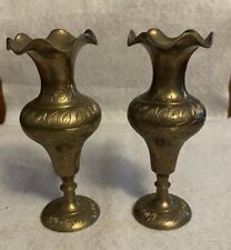 Two Miniature Brass Vases/candle holders. Made In India picture