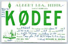 QSL CB Ham Radio KØDEF Albert Lea Minnesota Vtg Freeborn County MN 1957 Card picture