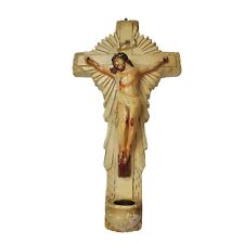 Antique Holy Water Font Christ Crucifix Stoup Benetier Ceramic Wall Hanging picture