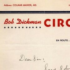 Scarce c1940's Bob Dickman Circus Letterhead - Colmar Manor, Maryland 2nd Annual picture