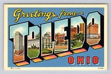 Toledo OH-Ohio, LARGE LETTER GREETINGS, Points Of Interest, Vintage Postcard picture