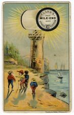 CLARK'S MILE END Sewing Thread LIGHTHOUSE Seaside VICTORIAN Trade Card 1880's picture