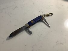 VINTAGE SIGNED CAMILLUS NEW YORK BLUE CUB SCOUT (3) BLADE FOLDING KNIFE NR picture