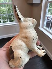 Vintage Antique Cast Iron White Bunny Rabbit Figurine Paperweight picture