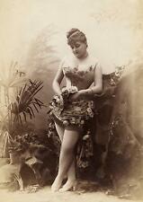 c. 1870's Burlesque Dancer Holding Roses with Roses on Dress Photograph picture