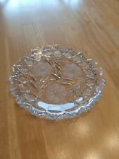 Vintage Cut Crystal floral etching Saw Tooth Edge Bowl Dish  picture