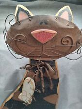 Handmade Rustic/Folk Art Cat With Mouse Wall Hanging picture
