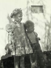 ED Photograph Girl With Brother Shadows Light 1940's picture