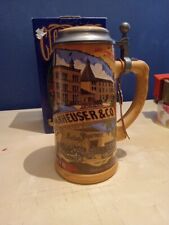1990 Anheuser-Bush Budweiser Classic Lidded Beer Stein Germany 47th One Made New picture