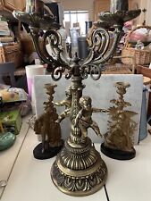 Antique French Bronze Brass? cherub candelabra candle holder 1800s picture