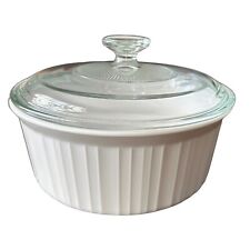 Vintage Corning Ware French White Casserole 2.5 Liter Round F-1-B w/ Pyrex Lid picture