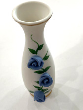 Vintage Miniature Vase Applied Blue Roses Floral Flowers Porcelain picture