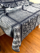 Vintage Indonesian Indigo Cotton Extra Long Tablecloth 73