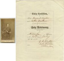1883 Netawaka Kansas marriage certificate Bayard Taylor-Hattie Westover  w/photo picture