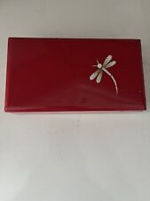 Vintage Red and Black Dragonfly Lacquer Box Made In Viet Nam picture