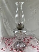 Antiq Stately QUARTERED BLOCK Kerosene Oil Pedestal Lamp Drip Catcher 1890 Glows picture