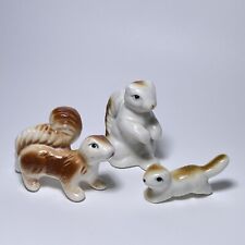 VINTAGE Miniature Bone China Squirrel Family Figurines Lot of 3 MCM Kitschy Figs picture