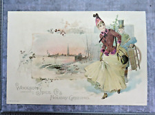 Victorian-era Large Format Adv. TRADE CARD*WOOLSON SPICE*HOLIDAY GREETING*J7 picture