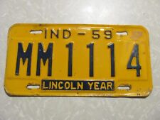1959 INDIANA passenger LICENSE PLATE original paint  MM1114 picture