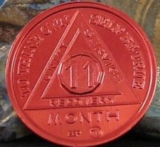 Alcoholics Anonymous AA 11 Month Aluminum Medallion Chip Sobriety Token Sober picture