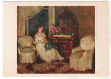 1982 A Lady girl In the room Rustic INTERIOR Old Soviet Russian postcard picture