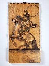 Hand-Carved Folk Art Wood Relief Wall Plaque, Chilean Horse and Rider 6