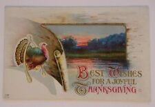 Vintage Thanksgiving Best Wishes Postcard Embossed Joyful picture