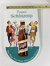 1958 Tin Schlitz Sign W/Beer Bottle - World’s Favorite 7 Oz Bottle Milwaukee NOS picture