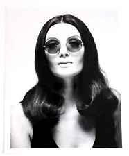 1970s Beautiful Brunette Female Fashion Model Sun Glasses VTG Head Shot Photo picture