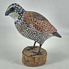 Wood Carved Northern Bobwhite Quail Bird Wildlife Realistic Hand Painted picture