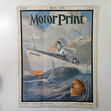 Rare May 1909 Motor Print Magazine Land Sea Air Motorcycle picture
